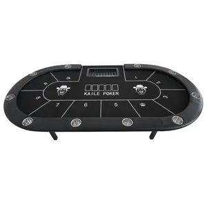 Mesa ovalada de calidad de casino, mesa profesional personalizada de blackjack poker 10, asiento de 94 pulgadas con portavasos y portavasos para juegos de azar