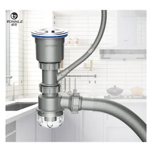 Modern bathroom kitchen double bowl sink filter drain pipe insect-proof and odor-proof stainless steel sink drain hose