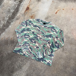 Custom logo Design <b>Waffle</b> Knit Long Sleeve Oversized Loose Long Sleeve t <b>Shirt</b> Camouflage Print Long Sleeve Sweatshirt - Product Image 1