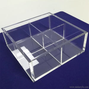 אקריליק סוכריות תיבה עם 4 תא פייברגלס כיכר מטבח מזון מגש ללא כיסוי אקריליק מזון Dispenser מגש 4 חלקים - Product Image 3