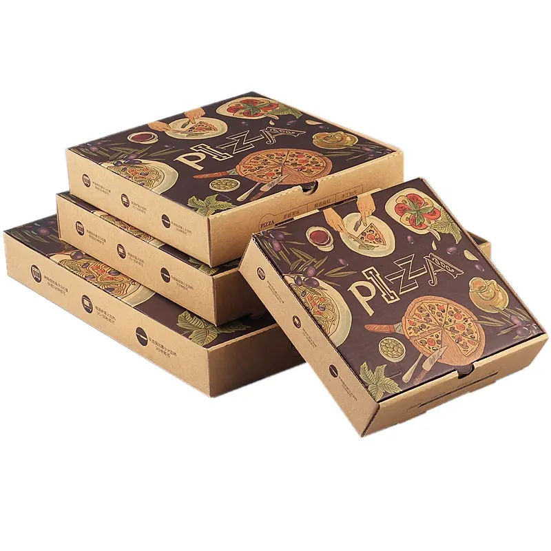 Toptan özel ucuz kağıt kutuları caixas para pizza 7/10/12 inç kağıt pizza kutuları