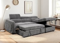 Canapé d'angle moderne de luxe en tissu velours côtelé moelleux avec rangement intégré pour salon