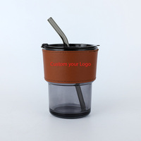 Vente en gros, tasse à eau en paille personnalisée, tasse en verre, tasses à boisson froide