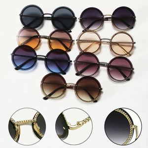 Gafas de Sol Redondas sin Montura para Mujer, Diseño Retro de Moda 2019, con Cadena Metálica - Product Image 6