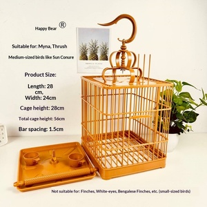 Cage à oiseaux carrée en plastique, portable, suspendue avec crochet et bols, transporteur léger pour canaris, pinsons, perruches - Product Image 4