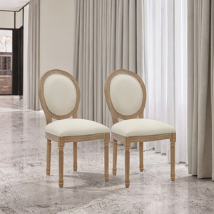 Chaise Louis de style français vintage, cadre en bois massif classique, coussin en lin plus épais, maison, salle à manger traditionnelle VANCA D410 <span class=keywords><strong>3Y</strong></span> - Product Image 2