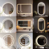 Miroir de salle de bain mural extra large en verre avec éclairage LED, cadre doré arqué, miroirs de salon pour studio de Pilates, retour facile
