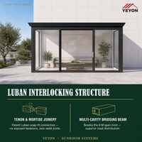 Yeyon OEM Porte vitrée à retour latéral avec corniche à étages et poignée de tirage sur montant, pour véranda extérieure et serre en verre