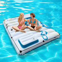 Île flottante gonflable rectangulaire double, lit gonflable pliable, matelas flottant portable