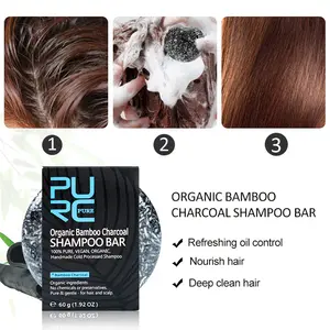 Shampoo natural com carvão de bambu, shampoo sólido para cabelos secos e danificados, absorve graxa e limpa Gg, barra de shampoo