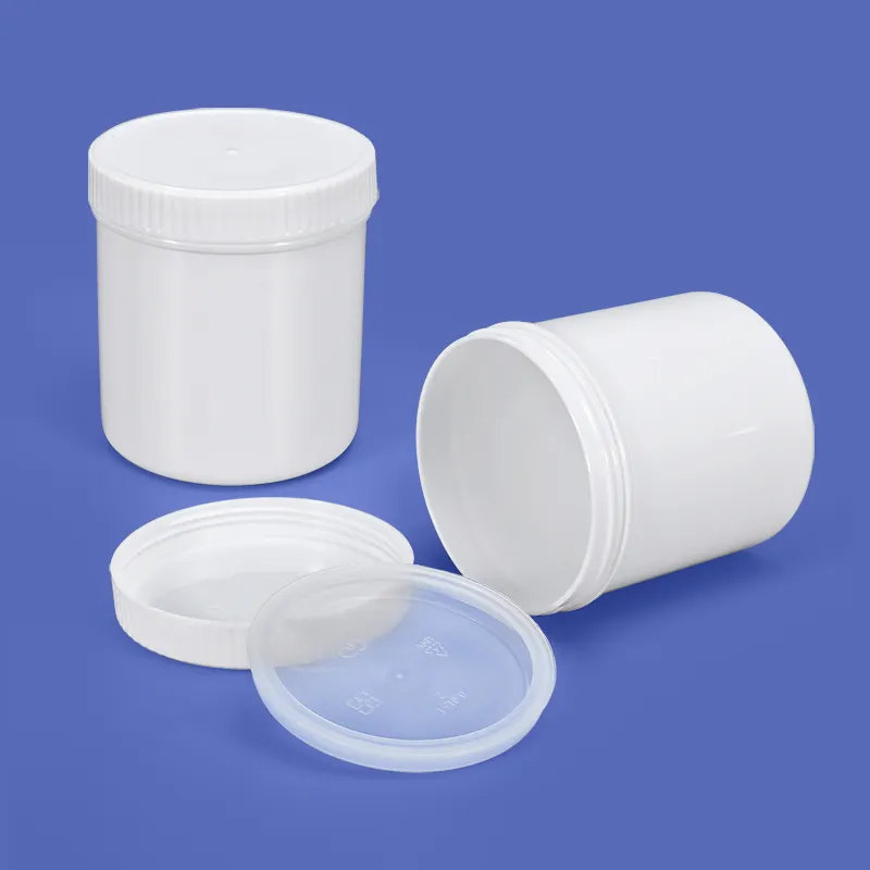 Bocal en plastique blanc de 300 ml 400 ml 500 ml avec bouchons à vis et joint de sécurité intérieur