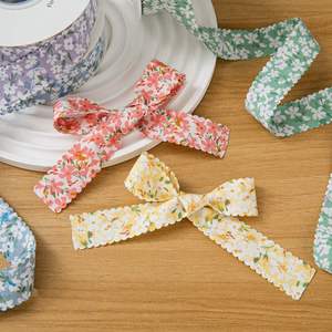 Ruban de col DIY imprimé floral scintillant écologique de 2,5 cm, 100 % polyester, pour vêtements, robes, chapeaux, nœuds faits main, style pastoral - Product Image 5