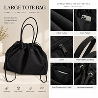 Sac fourre-tout personnalisable en Taslon, en stock, style Hobo Shopper avec option logo pour la vente au détail, les cadeaux, la vente en gros et les fournisseurs OEM