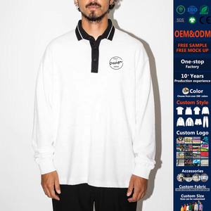 เสื้อโปโลแขนยาวสำหรับผู้ชายเสื้อโปโลทรงหลวมพิมพ์ลายโลโก้ตามสั่ง - Product Image 1