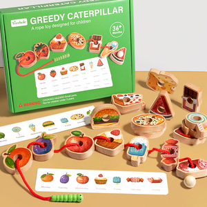 Juego de Enhebrar Cuentas Montessori <span class=keywords><strong>Caterpillar</strong></span>, Juguete Educativo para Niños para la Concentración y el Pensamiento Lógico, Venta al por Mayor - Product Image 1