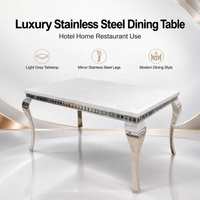 Table à manger en acier inoxydable gris de luxe en gros pour hôtel, maison, restaurant