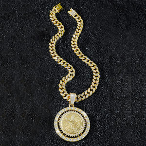 Colgante de moneda mexicana de 50 pesos giratorio con diamantes de imitación estilo Punk para hombre con cadena de Hip Hop collar de cadenas de moda - Product Image 6