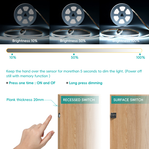 Letaron COB dẫn dải ánh sáng 24V, siêu sáng cao lumen 6000K ấm trắng 5m, Dimmable, cảm ứng Swith, 60W <span class=keywords><strong>UL</strong></span> cung cấp điện - Product Image 4