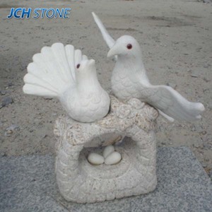 Décoration maison marbre blanc et pierre <span class=keywords><strong>de</strong></span> granit sculpté à la main colombe Pigeon oiseaux sculptures - Product Image 5