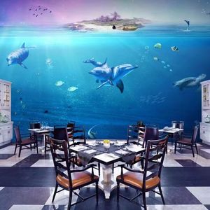 Decoración para Sala de Estar y Cafetería: Papel Tapiz HD con Diseño de Ballenas del Océano <span class=keywords><strong>Azul</strong></span>, Revestimiento de Pared Impermeable - Product Image 2