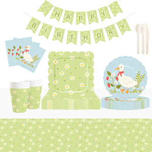 DAMAI Duck Party Set Party Tableware Children's Birthday Pets Including <b>Paper</b> Plates Napkins <b>Tablecloths</b> Cups for 8 Guests - Product Image 1
