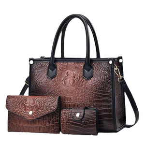 Ensemble de sacs à main en trois pièces à motif crocodile, grand sac à bandoulière pour femme, style décontracté, usage quotidien, printemps 2023 - Product Image 5
