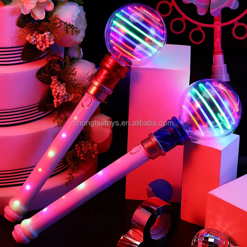 4th Of July Flashing Magic Lightup Toy Wands Juguetes Con Luces Led Spinning Ball Magic Stick Spinner Light Up Toys