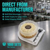 Boîte à gâteau ronde individuelle avec couvercle transparent, compartiment à fourchette, en PET de qualité alimentaire, conteneur jetable pour pâtisserie, sushis, salades, taille personnalisée