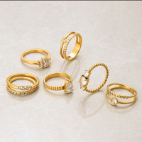 Cincin Zirkon Anti Alergi Tahan Air Bahan Stainless Steel Lapis Emas 18K Custom untuk Wanita, Cincin Tumpuk untuk Hadiah Perhiasan