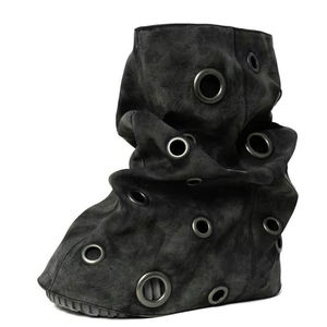 Fori a cerchio in metallo decorazioni <span class=keywords><strong>stivali</strong></span> corti da donna Sole spessi stivaletti alla caviglia con punta rotonda con <span class=keywords><strong>zeppa</strong></span> a fondo piatto scarpe scamosciate - Product Image 2