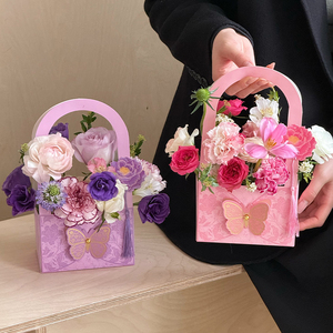 Valentine's Day Floral Art Hand-Held <strong>Flower</strong> <strong>Box</strong> New Butterfly Design For Fresh <strong>Flower</strong> Arrangement &amp; Gift Packaging Paper Bags - Product Image 1