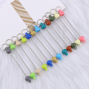 Vente en gros de barres de porte-clés en alliage métallique coloré, couleur unie, rectangulaires, abstraites, à perles, dorées, pour la fabrication de porte-clés - Product Image 5