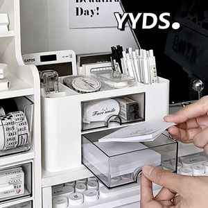 Desktop Drawer Multi Compartment Pen Holder Snow Mountain White With Partitions Office Stationery Storage Box - Product Image 4
