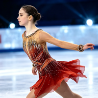 Robe de patinage artistique à manches longues en maille dégradée rouge, entièrement ornée de strass, dos croisé, jupe asymétrique, costume de compétition de danse sur glace