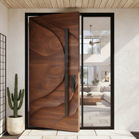 Puertas Pivotantes de Madera Sólida Personalizadas de Fábrica Líder en China para Entrada Principal de Casa, Puertas Exteriores Modernas de Seguridad para el Hogar