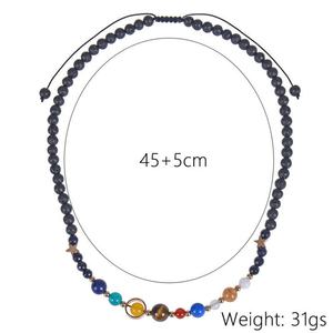 Collier tendance anti-ternissement en pierre naturelle avec perles planètes, collier Saturne pour femmes, hommes et filles - Product Image 5
