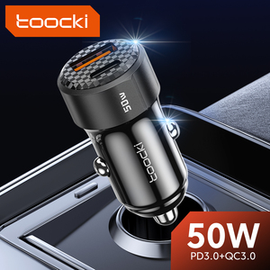 شاحن سيارة توكي سريع الشحن بمنفذي تايب سي 50 واط، محول شحن سريع يو إس بي سي بي دي للسيارة - Product Image 2