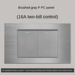 Interruptor de luz de pared gris cepillado, enchufe eléctrico de pared con luz, interruptor de pared de 1/2/3/4/5/6 vías - Product Image 2