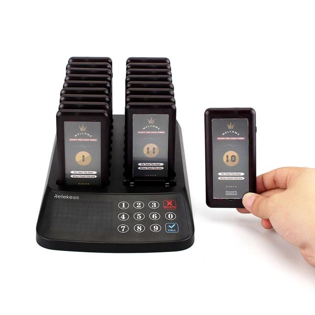 Wireless 99-Channel 433.92MHz 1000m Guest Calling Paging Queuing System Pager for Restaurant Food Court RETEKESS T115
