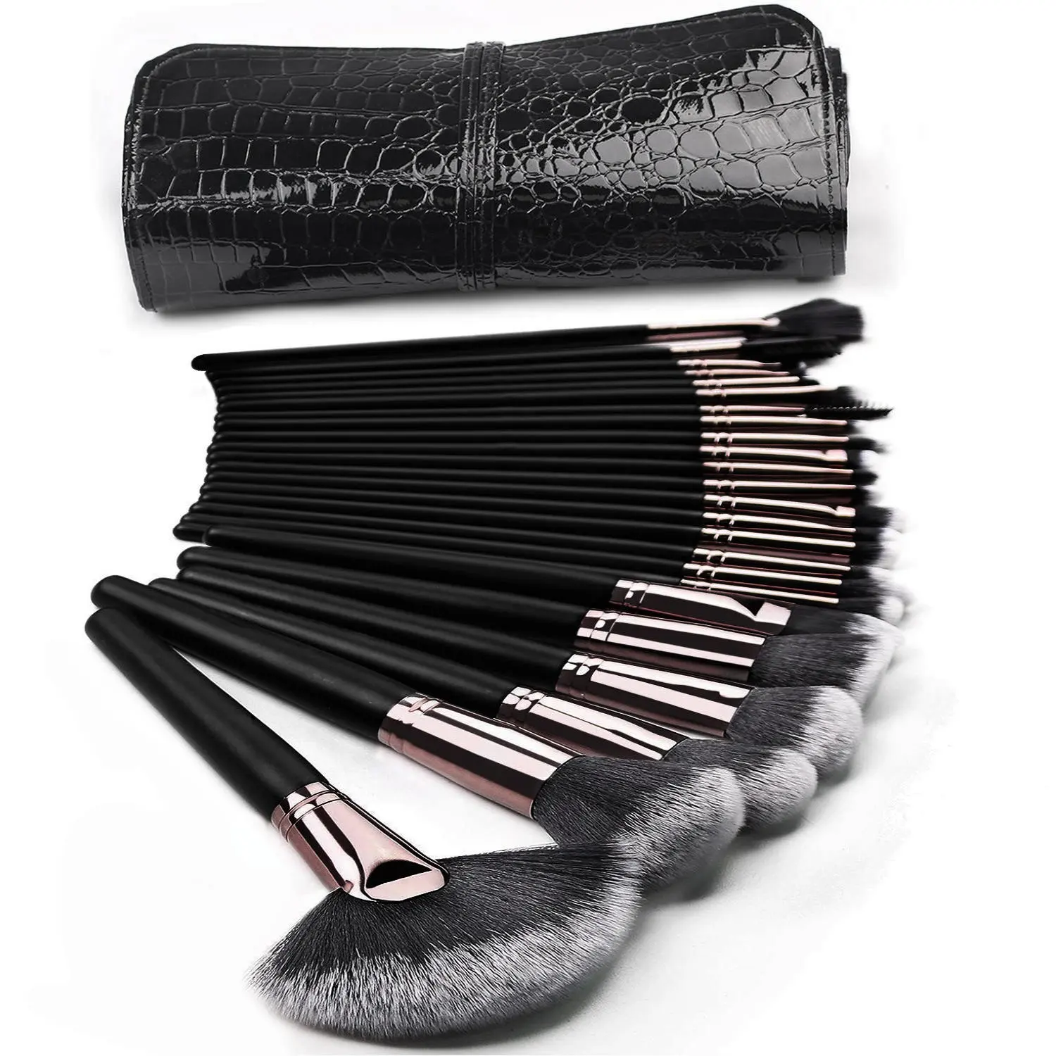 Set di pennelli per il trucco professionale 24 pz Amazon pennelli per make up vendita calda Kit pennelli per il Make Up con borsa