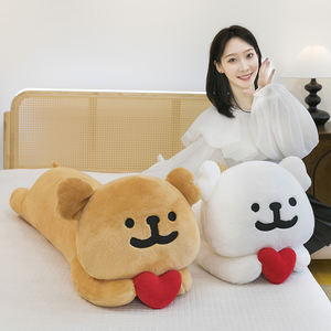 Aşk hattı köpek peluş oyuncak süper yumuşak yalan modeli kalp yavru bebek yastık PP pamuk örgü stres giderici için mükemmel doğum günü hediyesi - Product Image 1