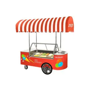 Taşınabilir elektrikli mobil tekerlekler süpermarket itme haddelenmiş dondurma arabası dondurucu ile