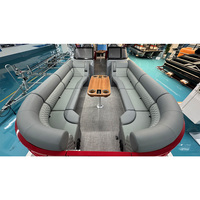 Bateau ponton familial performant en aluminium pour eau salée, idéal pour les fêtes, avec deux sièges de capitaine, à vendre