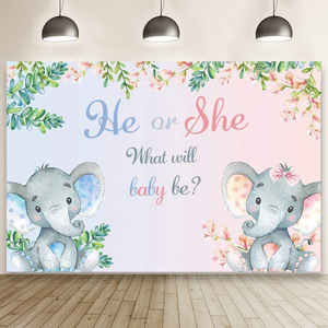 Sfondo per Baby <span class=keywords><strong>Shower</strong></span> a Tema Elefante, Rivelazione del Sesso, Poster Neonato Maschio o Femmina, Fondale Fotografico per Festa 'Lui o Lei', Decorazione Familiare 'Cosa Sarà?' - Product Image 3