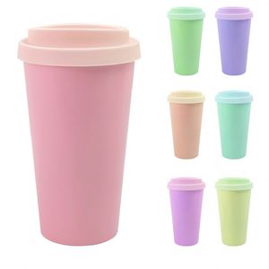 Reusable Cup Minimalist Bamboo Fiber Cappuccino Tea Cups Oem Supplier 20Oz Pink Durable Coffee <b>Mug</b> Gift for Travel Office - Product Image 2