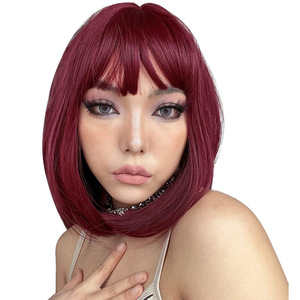 Nouvelle Arrivée <span class=keywords><strong>Perruque</strong></span> Courte Bob Femme Style Européen & Américain Raie au Milieu Cheveux Noirs Chinois Full Lace - Product Image 4