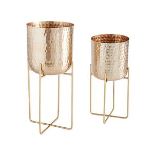 Farmhouse Iron Planter With Stand High Quality Hot Selling Metal Gold Plated Planter With Stand <b>Unique</b> Centrepieces Urn <b>Vase</b> - Product Image 4