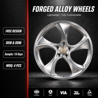 Jantes forgées ZhiGu Premium 18-24 pouces, finition argent brossé, 5 branches, design turbine directionnel, livraison en 15 jours pour BMW M3 M4 Audi RS Mercedes