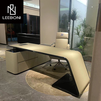 Fabrication en usine de meubles italiens modernes de luxe en cuir microfibre en fibre de carbone en forme de L bureau