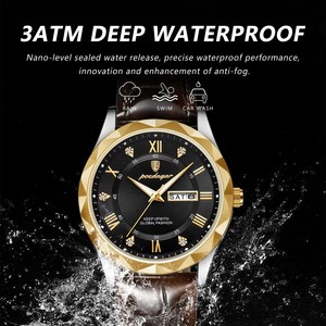 Reloj de pulsera POEDAGAR original de lujo para hombre, resistente al agua, luminoso, con fecha, día de la semana, deportivo, clásico, de cuarzo, con correa de cuero. - Product Image 5